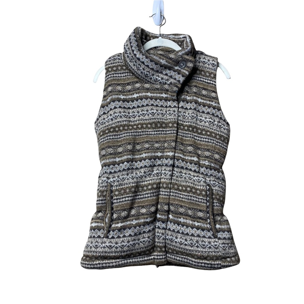 athleta fairaisle downabout vest Down Filled Puffer Warm Casual Small.